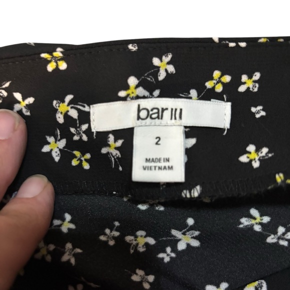 Bar III A-line Midi Skirt Black Yellow White Floral Women’s Size 2 Y2K - Picture 5 of 7